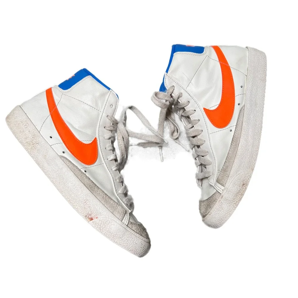Nike Blazer Mid 77 Vintage Sail White Orange Leather High Top Sneakers Women 8.5